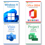 Vorteilspaket Microsoft Visio 2024 Professional + Project 2024 Professional + Office 2024 Professional Plus + Windows 11 Pro Lizenz für 3 PC
